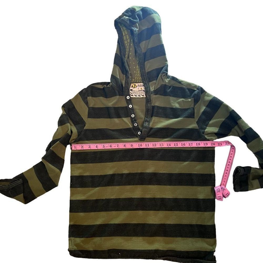Quiksilver Green and Black Striped Hoodie